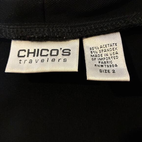 Chico's Travelers Dress Women's Size 2 (Large) Black Button Up Knee Length - Picture 3 of 5